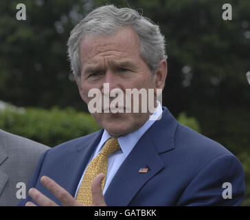 US President George Bush, during a visit to Stormont Castle in Belfast on the second day of the President's official visit to the UK. Stock Photo