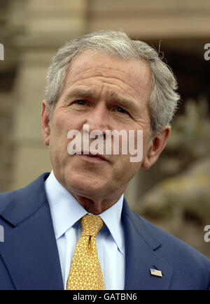 US President George Bush, during his visit to Stormont Castle in Belfast on the second day of the President's official visit to the UK. Stock Photo