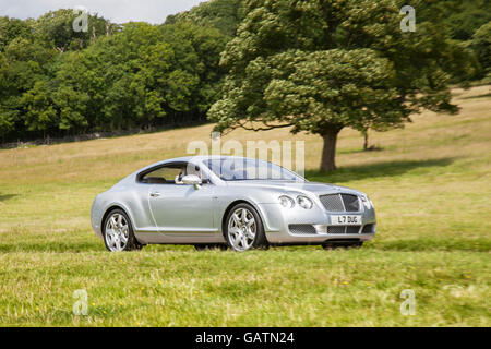 2005 silver Bentley Continental GT Auto Classic;  vehicle arriving for the Mark Woodward Event at Leighton Hall, Carnforth, UK Stock Photo