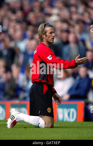 Manchester United's David Beckham takes a break from the action Stock Photo