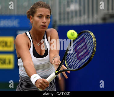 Czech Republic's Petra Cetkovska returns to France's Marion Bartoli during the DFS Classic at The Edgbaston Priory Club, Warwickshire. Stock Photo