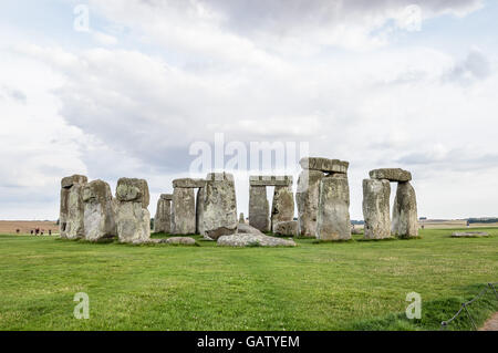 Stonehenge a cloudy day at dusk. Stonehenge is a prehistoric monument made of a ring of standing stones Stock Photo