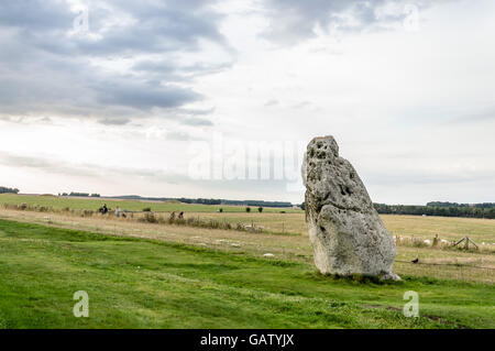 Monolith in Stonehenge a cloudy day at dusk. Stock Photo