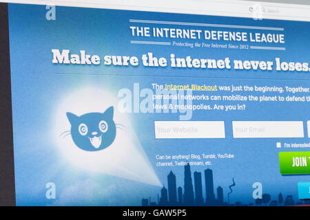 Screenshot of the  internet defense league homepage Stock Photo