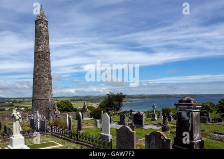 The ruins of Ardmore Cathedral and round tower, County Waterford in the Republic of Ireland. Stock Photo