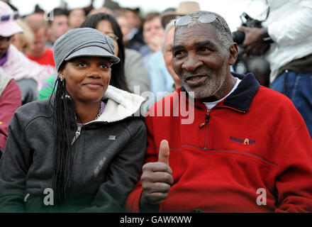 Richard Williams, father of Venus and Serena, during their doubles match during the Wimbledon Championships 2008 at the All England Tennis Club in Wimbledon. Stock Photo