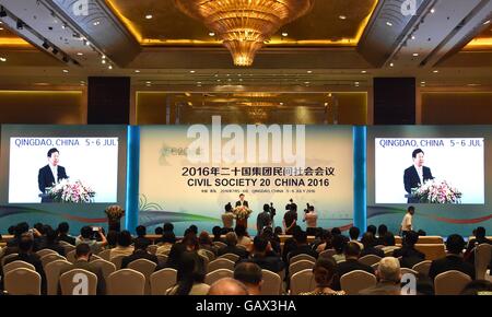 Qingdao, China's Shandong Province. 6th July, 2016. The closing ceremony of the Civil Society 20 China 2016 is held in Qingdao, east China's Shandong Province, July 6, 2016. Credit:  Xu Suhui/Xinhua/Alamy Live News Stock Photo