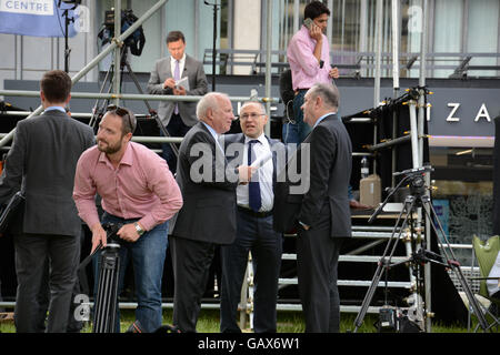 London, UK. 06th July, 2016. Greg Dyke and Alex Salmond chat on the green outside Queen Elizabeth II Hall after the Chilcot Inquiry was published. Credit:  Paul Smyth/Alamy Live News Stock Photo