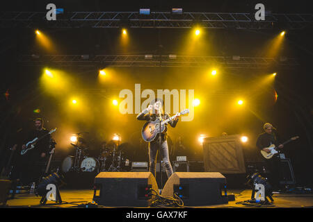 Manchester, UK. 6th July, 2016. British singer/songwriter, James Bay, performs at the Castlefield Bowl in Manchester as part of the Sounds of The City music event, 2016 Credit:  Myles Wright/ZUMA Wire/Alamy Live News Stock Photo