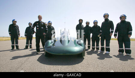 The British-built steam car is wheeled out in public for the first time at Thorney Island, near Portsmouth. Stock Photo