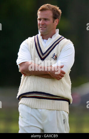 Gloucestershire cricket player Matthew Windows during a charity match between the Duke of Rutland XI and the Sir Richard Hadlee XI, at Belvoir Cricket Club. Stock Photo