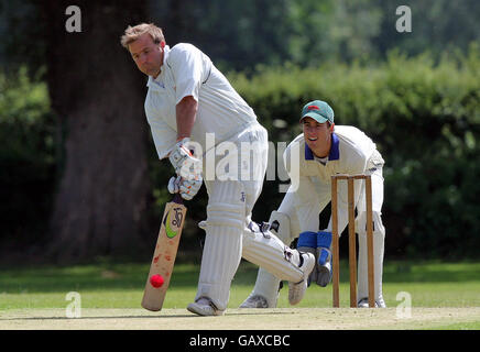 Gloucestershire cricket player Matthew Windows during a charity match between the Duke of Rutland XI and the Sir Richard Hadlee XI, at Belvoir Cricket Club. Stock Photo