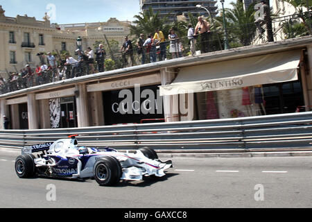 Nick Heidfeld in his BMW Sauber during the Thursday practice for the Monaco Grand Prix, Monaco Stock Photo