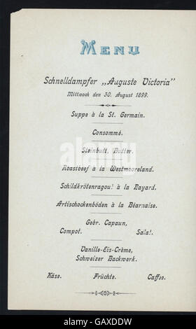 A dinner hosted by Hamburg-Amerika Linie aboard the SS Augusta Victoria ...