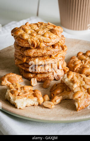 Salted peanut cookies made with sugar flour and crunchy peanuts Stock Photo