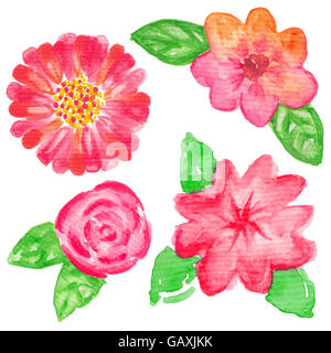 Hand drawn watercolor flowers Stock Photo