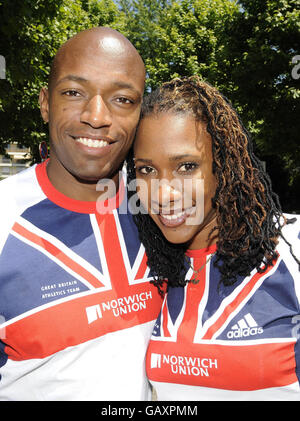 Athletics - 2008 Spar European Cup - Annecy. Great Britain European Cup team captain's Natasha Danvers and Marlon Devonish during a photo call in Annecy, France. Stock Photo