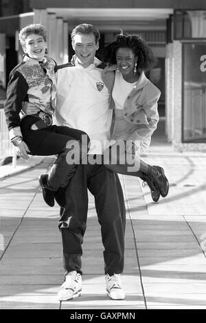 Hackney-born Diane-Louise Jordan (right) joins Yvette Fielding and John Leslie to become the 18th presenter of BBC-1's 'Blue Peter' programme in it's 31 year history. Ms Jordan replaces Caron Keating. Stock Photo