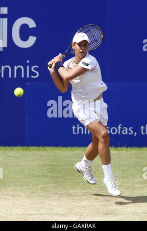 New Zealand's Marina Erakovic in action during the Semi Final of the DFS Classic at The Edgbaston Priory Club in Birmingham Stock Photo