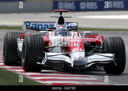 Formula One Motor Racing - French Grand Prix - Qualifying - Magny Cours. Toyota's Jarno Trulli during qualifying for the Grand Prix at Magny-Cours, Nevers, France. Stock Photo