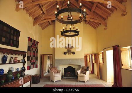 A view inside the non-private residence hall of the Prince of Wales and the Duchess of Cornwall's property in Llwynywermod, near Llandovery. Stock Photo