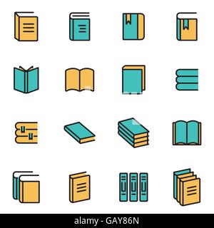 Trendy flat line icon pack for designers and developers. Vector line book icon set Stock Vector