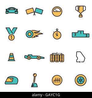 Trendy flat line icon pack for designers and developers. Vector line racing set Stock Vector