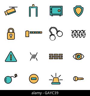 Trendy flat line icon pack for designers and developers. Vector line security set Stock Vector