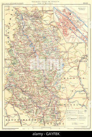 MEUSE: Département. Inset city town map plan of Bar-le-duc, 1906 Stock Photo