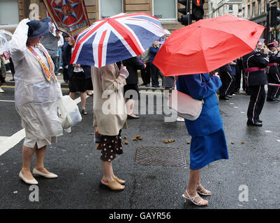 Warning ahead of orange marches Stock Photo