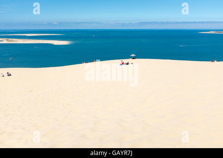 Europe's largest sand dunes at dunes du pilat near Arcachon in South West France Stock Photo