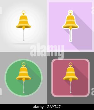 ship bell flat icons vector illustration isolated on background Stock Vector