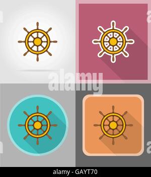 steering wheel for ship flat icons vector illustration isolated on background Stock Vector