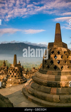 Indonesia Central Java Yogyakarta Borobudur Ancient Buddhist temple Stock Photo