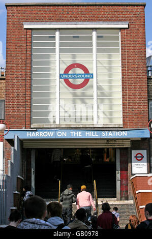 Harrow on the Hill underground station tube sign Stock Photo - Alamy