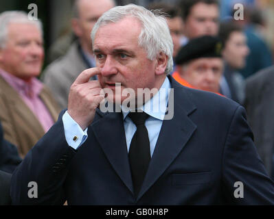 Former Taoiseach Bertie Ahern attends the removal service of Seamus Brennan at Holy Cross Church, Dundrum. Stock Photo