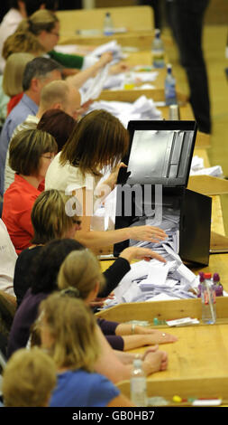 Votes are counted for the Haltemprice and Howden by-election at the Haltemprice leisure centre. Stock Photo