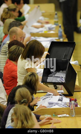 Votes are counted for the Haltemprice and Howden by-election at the Haltemprice leisure centre. Stock Photo