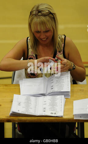 Votes are counted for the Haltemprice and Howden by-election at the Haltemprice leisure centre. Stock Photo