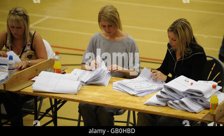 Votes are counted for the Haltemprice and Howden by-election at the Haltemprice leisure centre. Stock Photo