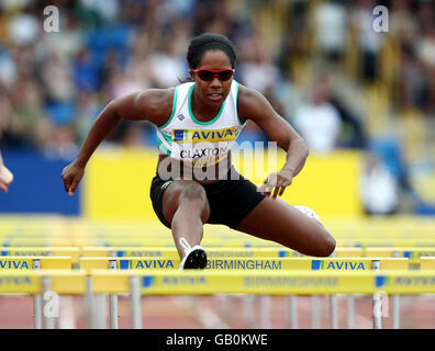 Women's 100m Hurdler Sarah Claxton during the Norwich Union Olympic Trials and UK Championships at the Birmingham Alexander Stadium in Birmingham. Stock Photo