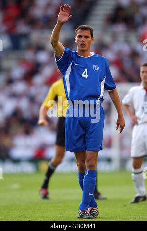 Soccer - European Championships 2004 Qualifier - Group Seven - England v Slovakia. Slovakia's Marian Zeman waves for attention Stock Photo