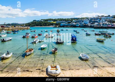 A panoramic view of St, Ives harbour in Cornwall, UK Stock Photo