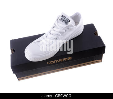White Converse Chuck Taylor All Star shoe and box Stock Photo