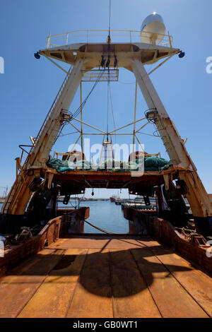 Deck of a Bacalhoeiro ship, a type of portuguese fishing boat used to catch cod fish on the North Atlantic Stock Photo
