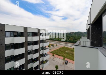 Balcony on modern apartment building Stock Photo