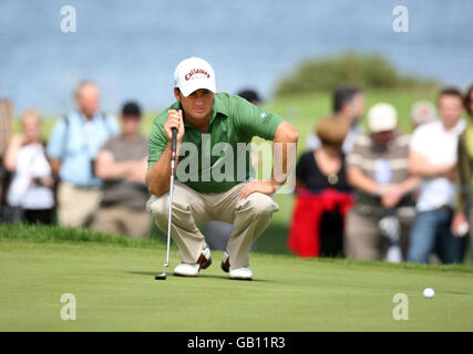 Graeme McDowell on the 8th during The Barclays Scottish Open at Loch Lomond, Glasgow. Stock Photo