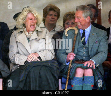 The Prince of Wales and the Duchess of Cornwall, Charles and Camilla, at the Mey Highland games in Caithness. Stock Photo