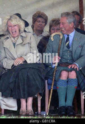 The Prince of Wales and the Duchess of Cornwall, Charles and Camilla, at the Mey Highland games in Caithness. Stock Photo