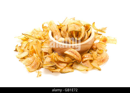 crispy banana chips isolated on white background Stock Photo